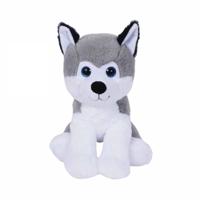 Knuffeldier Husky hond Billy - zachte pluche stof - dieren knuffels - grijs/wit - 23 cm   - - thumbnail