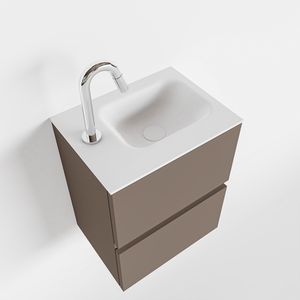 Toiletmeubel Mondiaz Ada | 40 cm | Meubelkleur Smoke | Lex wastafel Talc Links | 1 kraangat
