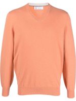 Brunello Cucinelli pull en cachemire à col v - Orange