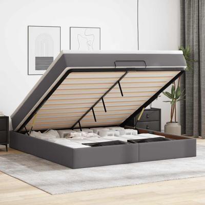 Ottoman bed met matras 180x200cm kunstleer grijs