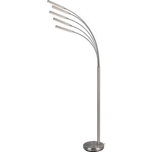 LED Vloerlamp - Trion Deer - 15W - Warm Wit 3000K - Dimbaar - Rechthoek - Mat Nikkel - Aluminium