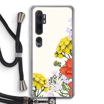 Wilde bloemen: Xiaomi Mi Note 10 Transparant Hoesje met koord