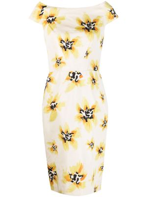 Christian Dior Pre-Owned robe en soie à fleurs (années 2010) - Tons neutres