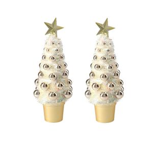 2x stuks complete mini kunst kerstboompje/kunstboompje goud met kerstballen 29 cm