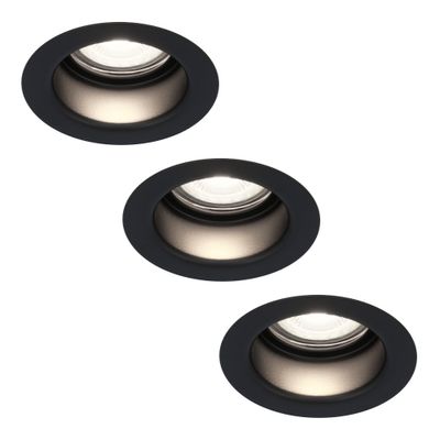 HOFTRONIC™ 3x Mari LED inbouwspot verzonken - 5 Watt - Daglicht wit 6000K - Verwisselbare GU10 - Dimbaar - voor binnen en buiten - Zwart