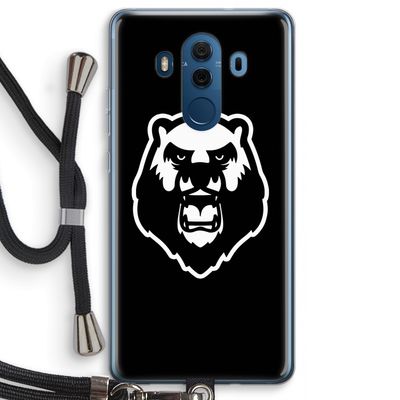 Angry Bear (black): Huawei Mate 10 Pro Transparant Hoesje met koord