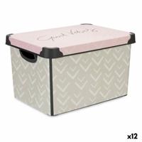 Opbergbak met Deksel Vibes Pijlen Roze Plastic 17 L 28 x 22 x 37 cm (12 Stuks)