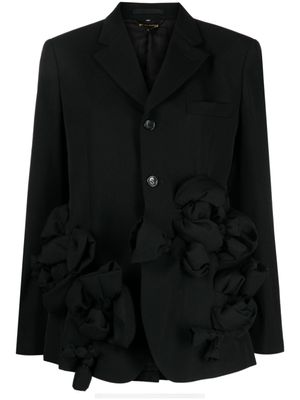 Comme Des Garçons blazer en laine à appliqué au col - Noir