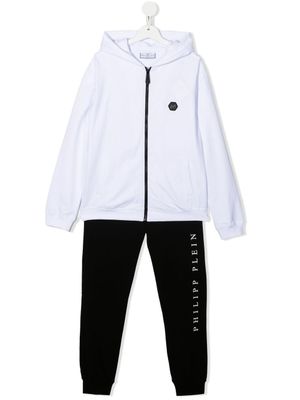 Philipp Plein Junior survêtement bicolore à logo imprimé - Noir