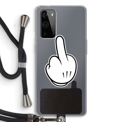 Middle finger black: OnePlus 9 Pro Transparant Hoesje met koord