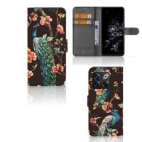OnePlus 10T | Telefoonhoesje | Met pasjeshouder | Pauw met Bloemen