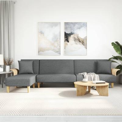 Slaapbank L-vormig 279x140x70 cm stof donkergrijs