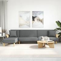 Slaapbank L-vormig 279x140x70 cm stof donkergrijs