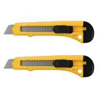 Afbreekmes - 2x - werkmes - snijmes - 18 mm - staal - geel