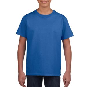 Blauw basic t-shirt met ronde hals voor kinderen / unisex van katoen XL (164-176)  -