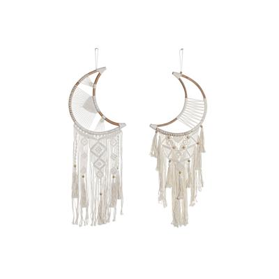 Ophangdecoratie Home ESPRIT Crème Natuurlijk Boho Macramé (2 Stuks)