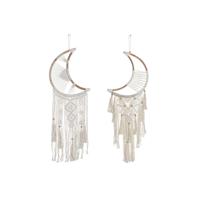 Ophangdecoratie Home ESPRIT Crème Natuurlijk Boho Macramé (2 Stuks)