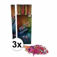 Confetti kanon in een kleurenmix - 3x - Papieren confetti shooter - 80 cm - feestartikelen