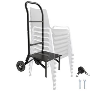VEVOR opvouwbare stoeltrolley 10 stoelen 68kg schuifstoeltrolley 770x508x1190mm