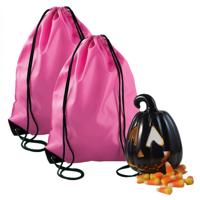 Sint Maarten snoeptasje - 2x - met rijgkoord - roze - 34 x 44 cm - polyester - 11 november - thumbnail