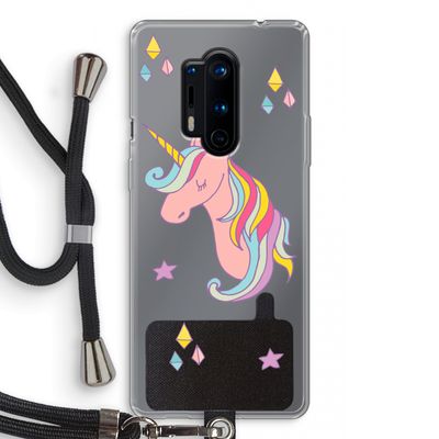 Roze eenhoorn: OnePlus 8 Pro Transparant Hoesje met koord