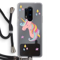 Roze eenhoorn: OnePlus 8 Pro Transparant Hoesje met koord