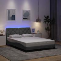 Bedframe met LED zonder matras 120x200 cm stof lichtgrijs