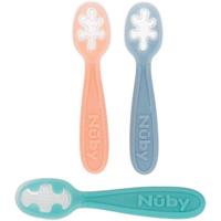 Set van 3 eerste babylepeltjes - NUBY - Siliconen - Vanaf 6 maanden - Roze / Blauw / Groen