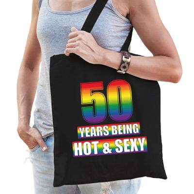 Hot en sexy 50 jaar verjaardag cadeau tas zwart voor volwassenen - Gay/ LHBT / cadeau tas