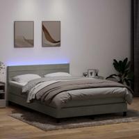 Boxspring met matras en LED fluweel lichtgrijs 160x220 cm