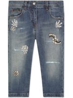 Dolce & Gabbana Kids jean slim à ornements - Bleu