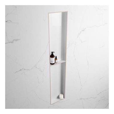 Wandnis Solid Surface Easy | In- en opbouw | 30x90x8 cm | 2 vakken | Linen/Talc