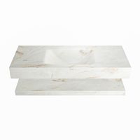 MONDIAZ ALAN-DLUX 110cm planchet Frappe. Vrijhangende wastafel CLOUD midden zonder kraangat, kleur Frappe.