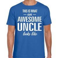 Awesome Uncle / oom cadeau t-shirt blauw heren - thumbnail