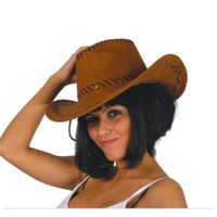 Guirca Carnaval verkleed Cowboy hoed Dallas - lichtbruin - voor volwassenen - Western thema   -