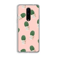 Cactusprint roze: OnePlus 8 Transparant Hoesje