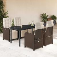 5-delige Tuinset met kussens poly rattan bruin