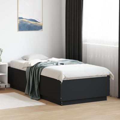 Bedframe met LED-verlichting bewerkt hou zwart 100x200 cm