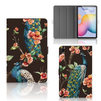 Samsung Galaxy Tab S6 Lite | S6 Lite (2022) Flip Case Pauw met Bloemen - thumbnail