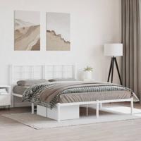 Bedframe met hoofdbord metaal wit 150x200 cm