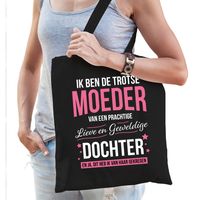 Trotse moeder / dochter cadeau tas zwart voor dames - thumbnail