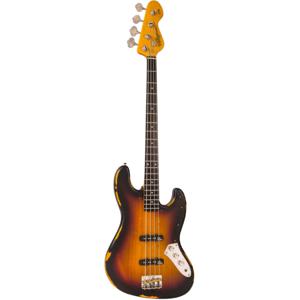 Vintage VJ74 Icon Bass Distressed Sunset Sunburst elektrische basgitaar