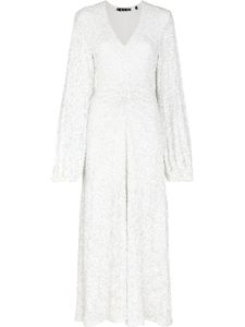 ROTATE BIRGER CHRISTENSEN robe brodée de sequins Sirin à col v - Blanc