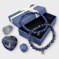 2 Blauwe Sodaliet Armbanden & 3 Edelstenen Set in Cadeaudoosje