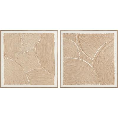 Schilderij Home ESPRIT Wit Natuurlijk Modern Met reliëf Scandinavisch 100 x 3,8 x 100 cm (2 Stuks)