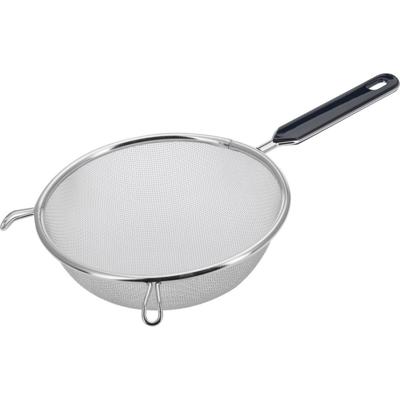 Westmark Keuken vergiet met handvat - zwart/zilver - rvs - 33 x D18 cm