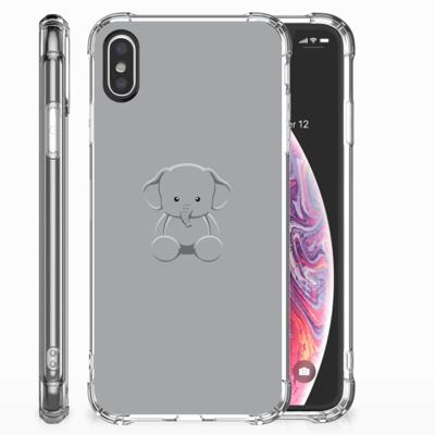 Apple iPhone X | Xs Stevig | Bumper Hoesje | Grijs Baby Olifant Apple iPhone X | Xs Stevig | Bumper Hoesje | Grijs Baby Olifant