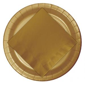 Feestbordjes/BBQ bordjes karton - 48x - goud - 23 cm