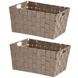 Set van 2x stuks kast/badkamer opbergmandjes beige 30 x 20 x 14 cm