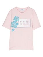 MSGM Kids t-shirt en coton à logo imprimé - Rose